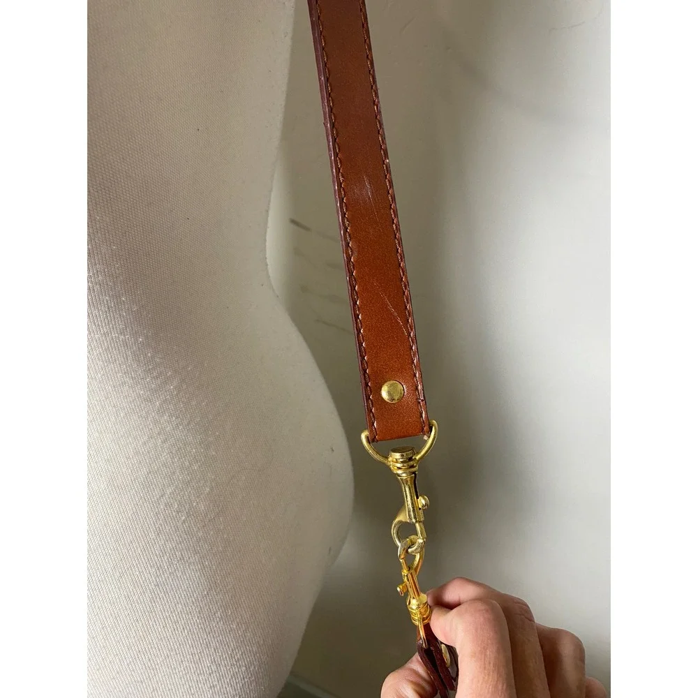 Vintage 90s Leather Collection Nova Check Plaid Satchel Crossbody Bag Brown